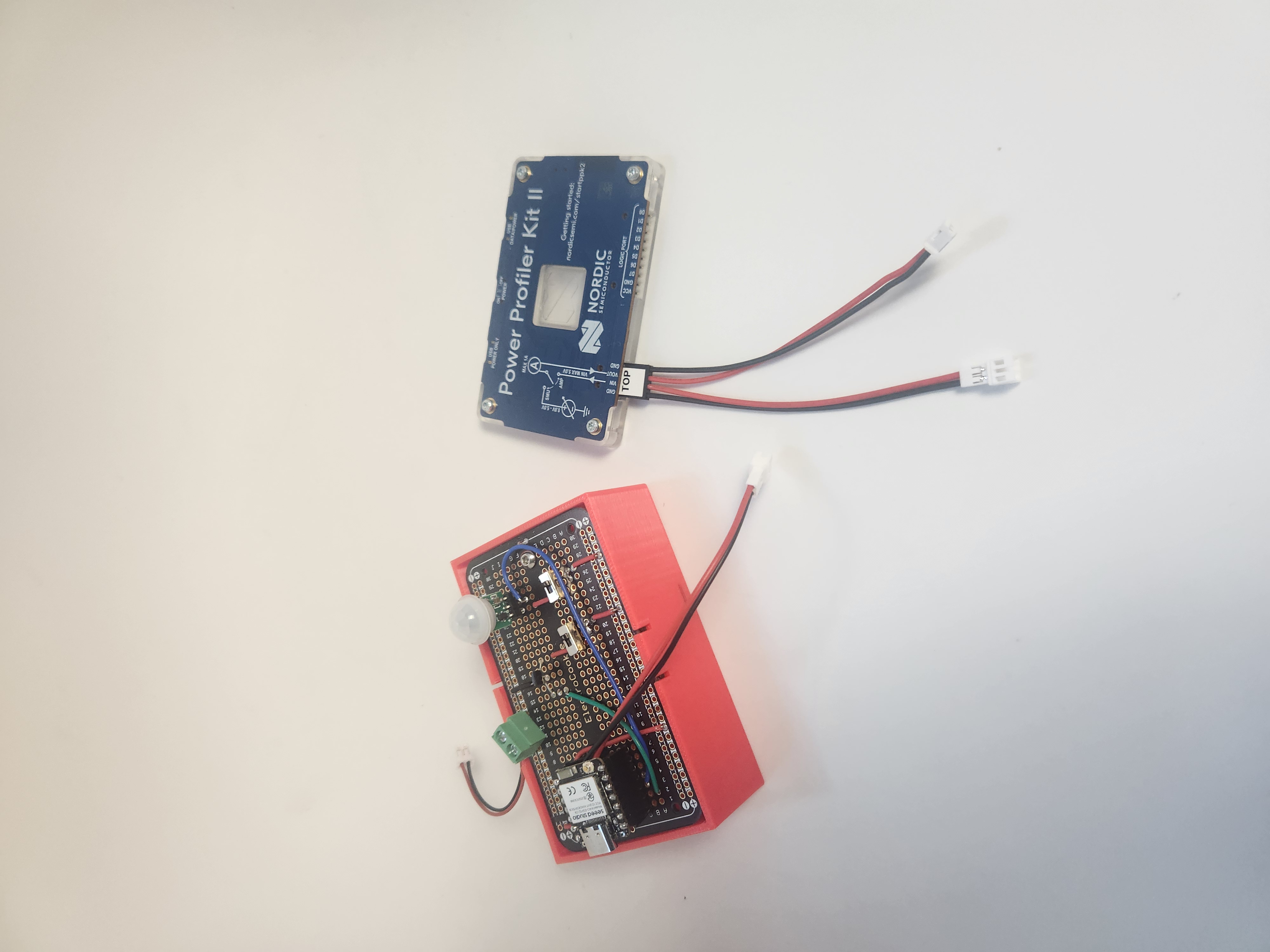 Professional test bed with isolated components and Nordic Power Profiler Kit II